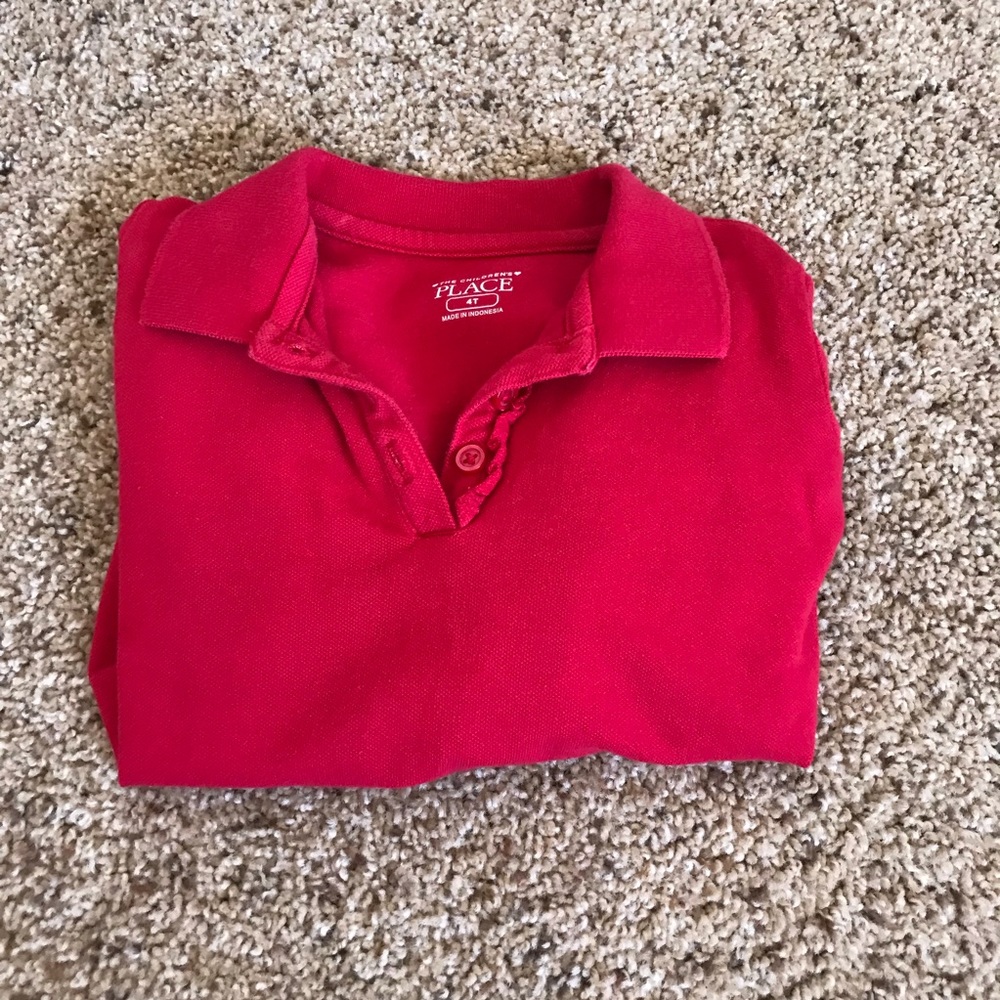 Long Sleeve Toddler Girls Red Uniform Polo